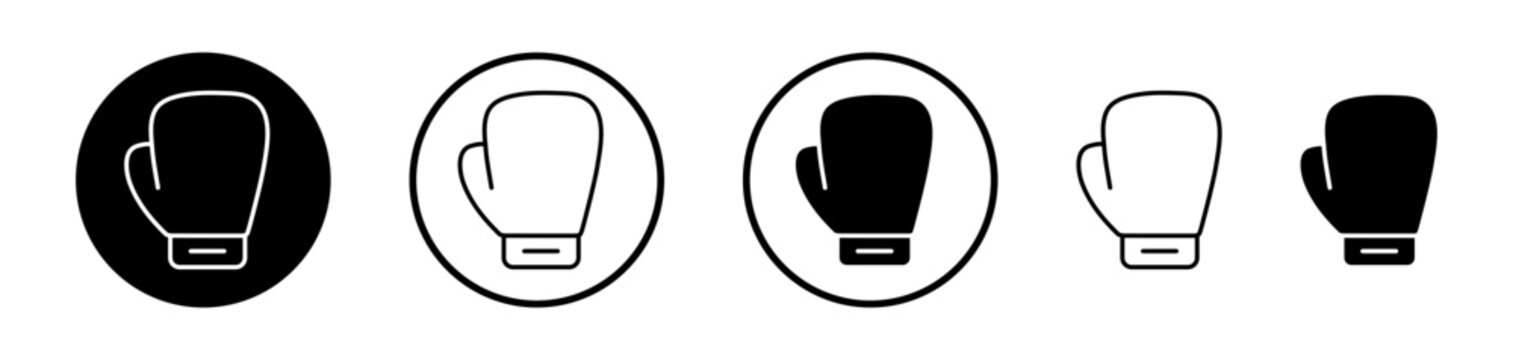 Boxing glove icon collection. Boxer combat fight gloves vector icon. Boxing ring match hand gloves symbol.