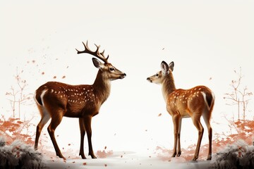 Wall Mural - Deer painted in watercolor