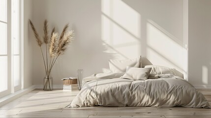 Wall Mural - Minimalist Bedroom with Sunlight Streaming In