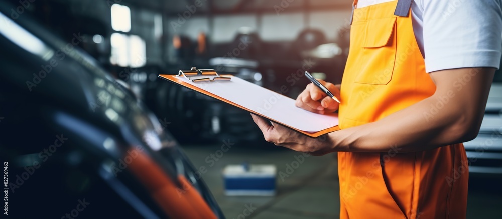 Mechanic check list to the clipboard insurance Stock Illustration ...