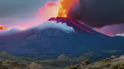 Wall Mural - the rumbling of the volcano grows louder as it continues to unleash its fiery fury.