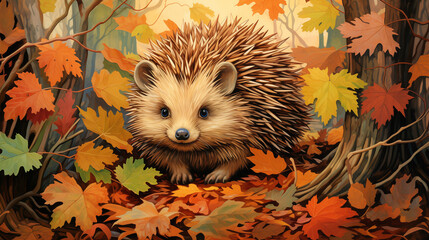 Wall Mural - hedgehog in the grass