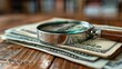 © Emile - A conceptual depiction of a magnifying glass over a stack of bills, symbolizing financial scrutiny.