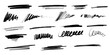© thebeststocker - Marker lines isolated on transparent background. Set of different doodle underlines, rough round shapes. Hand drawn marker stripes. Scrawl texture underline effect