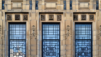 Wall Mural - The building has a lot of windows and a lot of detail on the outside