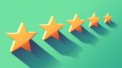 User feedback icons with customer ratings and reviews depicted in a business concept rating pictogram are illustrated in a 2d format against a striking green backdrop with a prominent long s