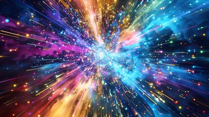 Wall Mural - Explosion of Vibrant Cosmic Rays