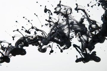 Wall Mural - ink drop into liquid with white background