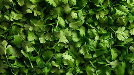 Wall Mural - Top-down of a pile of chopped cilantro