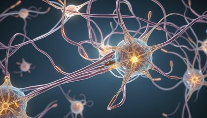 Wall Mural - Neurons in scientific background, illustration graphic