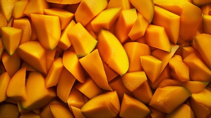 Top-down of a pile of sliced mangoes