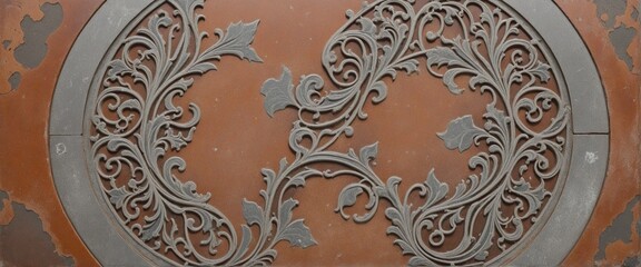 Canvas Print - Arabesque old brown gray rusty vintage wall paper