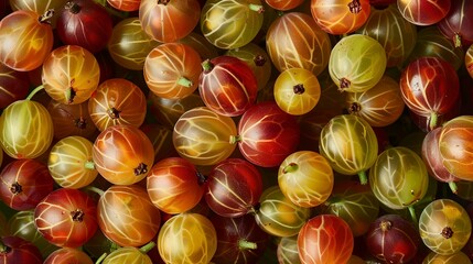 Wall Mural - Top-down of a pile of whole gooseberries