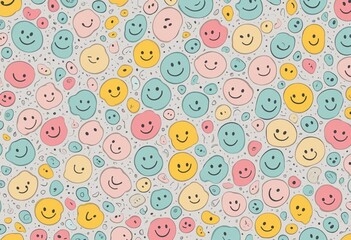 Wall Mural - Colorful Pastel Smiles Pattern