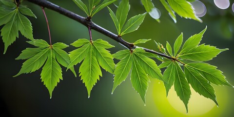 Wall Mural - green branches in the forest 16x9