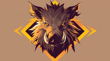 Wall Mural - Create a contemporary boar mascot logo featuring a sleek and dynamic design perfect for use on badges emblems and printed on t shirts The emblem showcases an intense boar head paired with a 