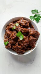 Poster - Beef rendang spicy with coconut milk cooking traditional Indonesian food