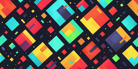 Pixel Play: Pixel art-inspired pattern with simple shapes and bright colors, reminiscent of retro video games