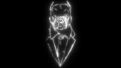 Sticker - dog in white line on black background