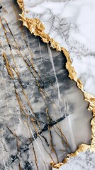 Wall Mural - Golden frame on a marble background