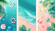 Summer holiday banners set vector image.Summer vacation loungers on sea beach landscape vector image