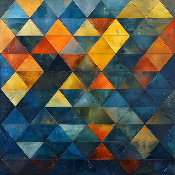 Vibrant art A colorful geometric design of triangles on a dark background