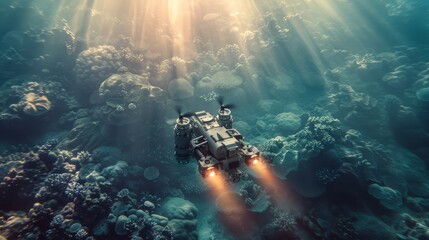 Oceanic exploration technologies, deep-sea drones and sensors, ocean background