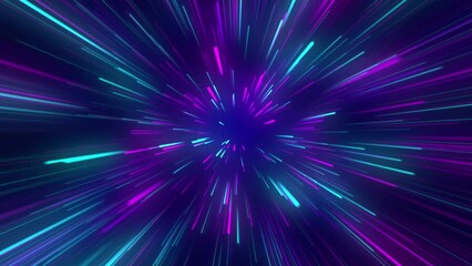 Wall Mural - Neon line loop background animation. pink purple blue luminous tunnel effect