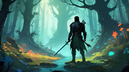 Sticker - game/story concept art- castle/warrior/monster/magic/adventure