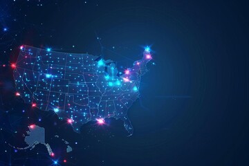 Wall Mural - communication network of united states of america technology concept illustration