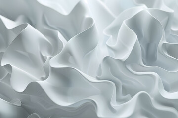 abstract white background with three dimensional organic waves.