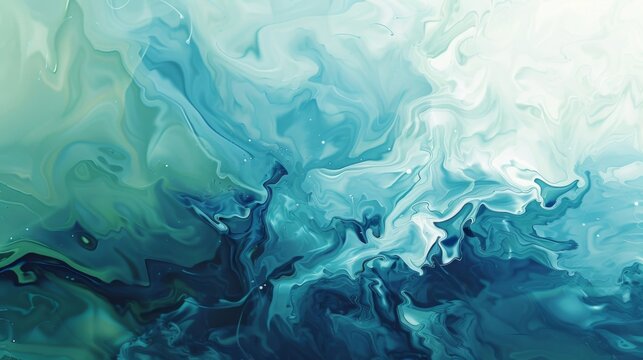 An abstract digital art piece with calming blues and greens, designed to evoke a sense of tranquility and balance --ar 16:9 --style raw Job ID: b3b4ebd5-91dd-470b-9ed0-d8b21a55bebd