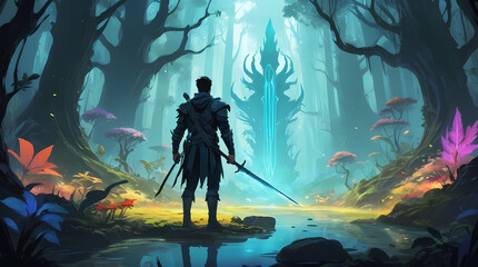 Poster - game/story concept art- castle/warrior/monster/magic/adventure