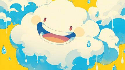 Wall Mural - Cartoon character grinning mischievously resembling a rain cloud