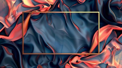 Golden rectangular frame on an abstract background