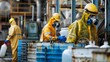 © furyon - workers in protective gear collecting hazardous waste at industrial site emphasis on safety