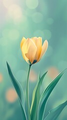 Wall Mural - Beautiful Vertical of Lush Yellow Tulip Blossom in Natural Spring Setting