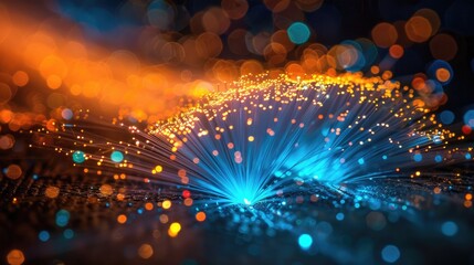 A glowing bundle of fiber optics.