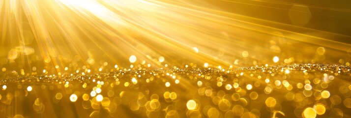 Wall Mural - Natural light lens flare on gold background sun ray effect 