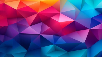 Wall Mural - Vibrant geometric background featuring colorful triangular shapes and gradients, perfect for modern design and digital art projects.