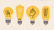 © Dariia - Various Light bulbs. Cartoon flat style. Idea, creativity, innovation, inspiration, invention concept. Hand drawn modern Vector illustration. Isolated design elements