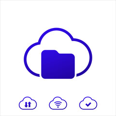 Canvas Print - files in cloud, folder, upload and connect icons on white