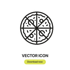 Fototapete - Pizza icon vector. Linear-style sign for mobile concept and web design. Pizza symbol illustration. Pixel vector graphics - Vector.
