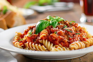 Sticker - Plate of Rotini Pasta with Tomato Basil Sauce