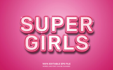 Wall Mural - Super Girls 3D editable text style effect	