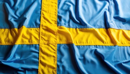 Wall Mural - world flag pride or Olympic games or the Olympics concept of a Flag of the country Sweden with yellow or gold Nordic cross on a light blue field, Isolated with colors and design