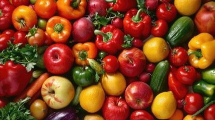 Vibrant Freshness: Colorful Fruits and Vegetables in a Healthy Meal