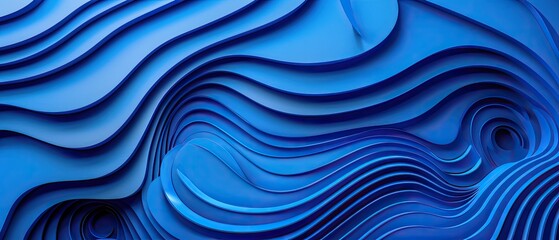 Wall Mural - Abstract blue wave pattern background, featuring layered undulating curves and intricate textures for creative design projects.