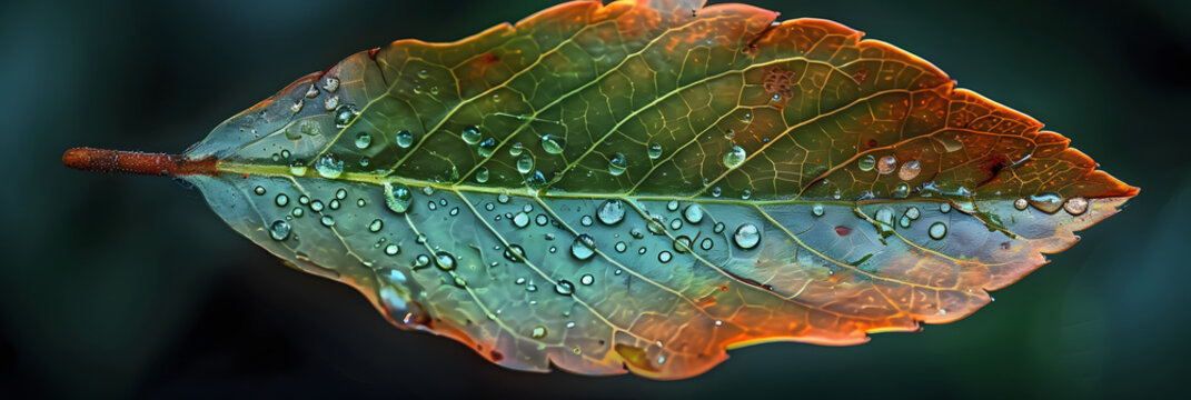 Morning Dew on Green Leaf