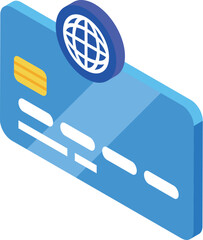 Sticker - Colorful and modern isometric credit card illustration with secure chip for global online shopping and contactless payment in the modern technologydriven financial economy